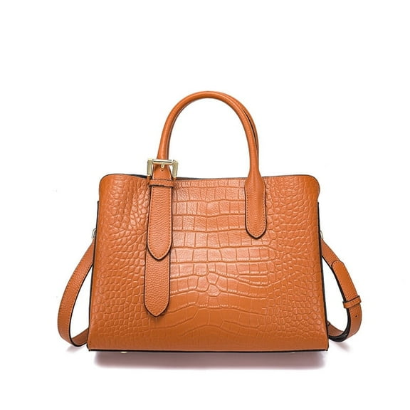 Cowhide Crocodile Print Purse Top-Handle Bag Genuine Leather Women's Handbag