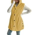 thumbnail image 6 of Pxkloy Fuzzy Fleece Vest for Women Button Down Sleeveless Hoodie Jacket Sherpa Soft Fall Winter Long Coats Yellow,XL, 6 of 6