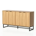thumbnail image 3 of EYYTHUNG Modern Fluted Sideboard Buffet Cabinet, Boho Chic Storage Credenza with Adjustable Shelves, Bar Cabinet, Natural Oak, 3 of 8