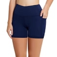 thumbnail image 3 of BALEAF Women's 5" Active Wear High Waist Yoga Shorts with Side Pockets Navy Blue XXL, 3 of 6