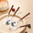 thumbnail image 4 of Yuehao Walnut Handle Stainless Steel fork, 4-Piece Natural Wood Cutlery Set for Western Dining, Log Style Flatware for Home and Restaurant, Durable Tableware (fork), 4 of 8