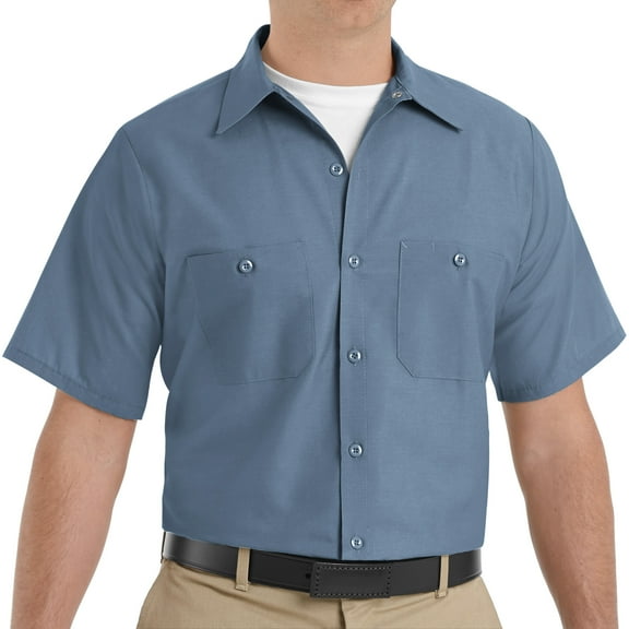 Workwear Outfitters Men's Short Sleeve Indust. Work Shirt Postman Blue, Large