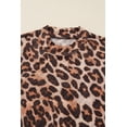 thumbnail image 6 of Women's Brown Leopard Print Mock Neck Long Sleeve Mesh Top – Casual Daily Wear for Fall Layering, XL, 6 of 10