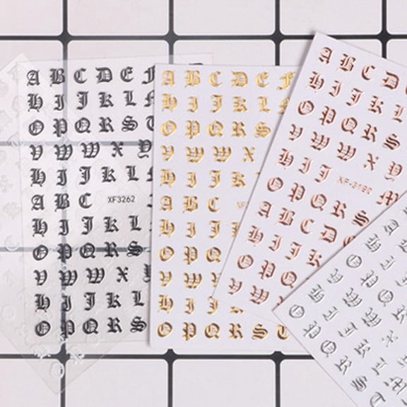 3D Letter Nail Art Sticker Nail Decal Old English Alphabet Character Nail Sticker Decals Nail Decoration Diy