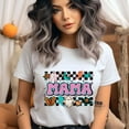 thumbnail image 2 of Mama Graphic T-Shirt | Cute Spooky Checkered Print Tee for Women, CarolinaBlue, Size S, 2 of 6