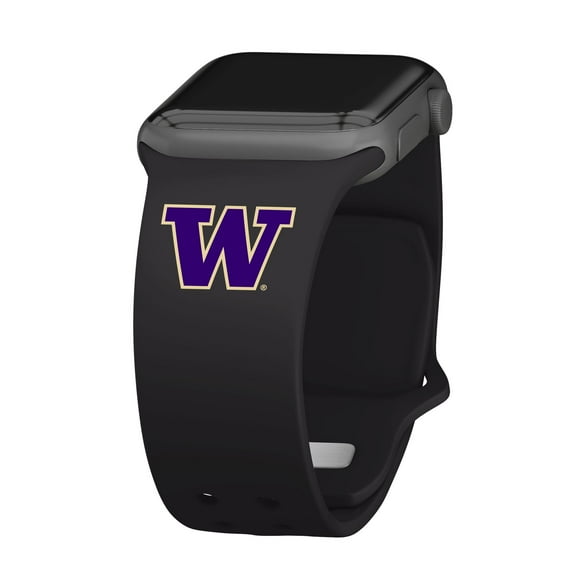 Black Washington Huskies Logo Silicone Apple Watch Band