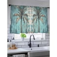 thumbnail image 5 of Sheer Curtains 45 Inch Length 2 Panels Set for Kitchen, Coastal Beach Tree Green Semi Sheer Curtains for Windows, Summer Vintage Tropical Plant Voile Window Treatments Rod Pocket Curtain, 5 of 7