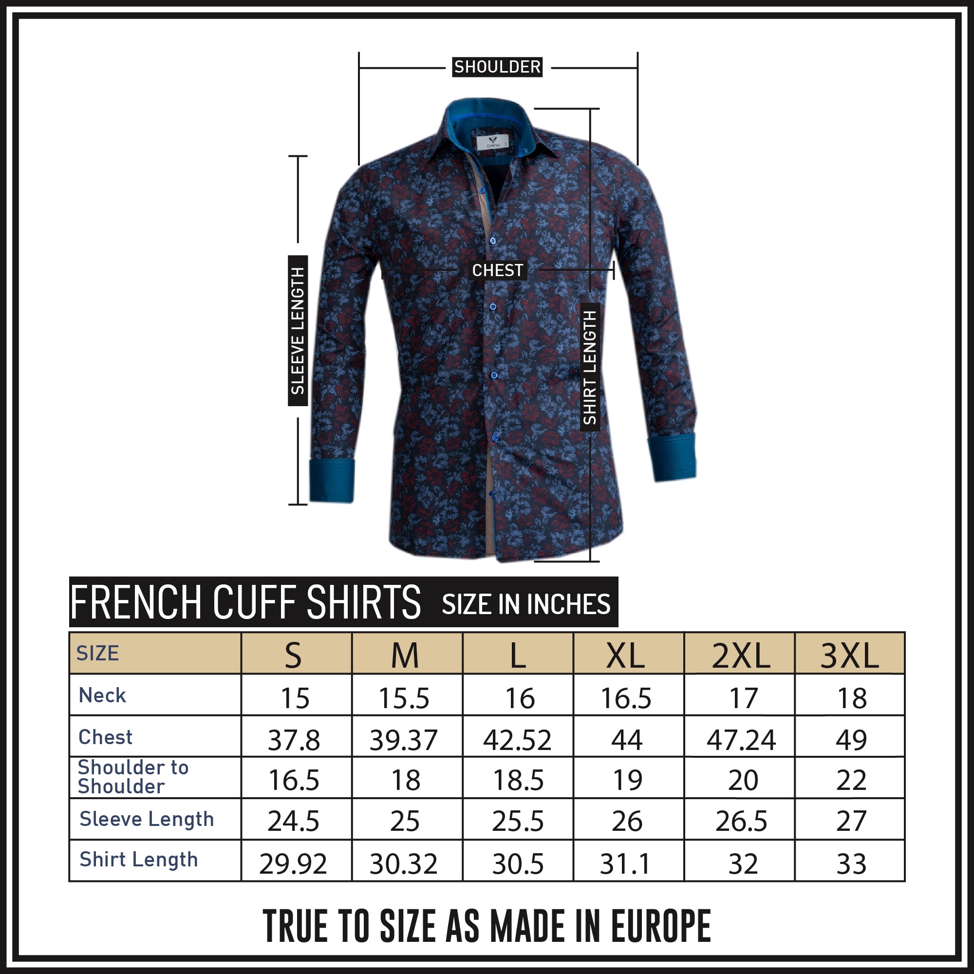 Blue Red Floral Men's Long Sleeve Slim 