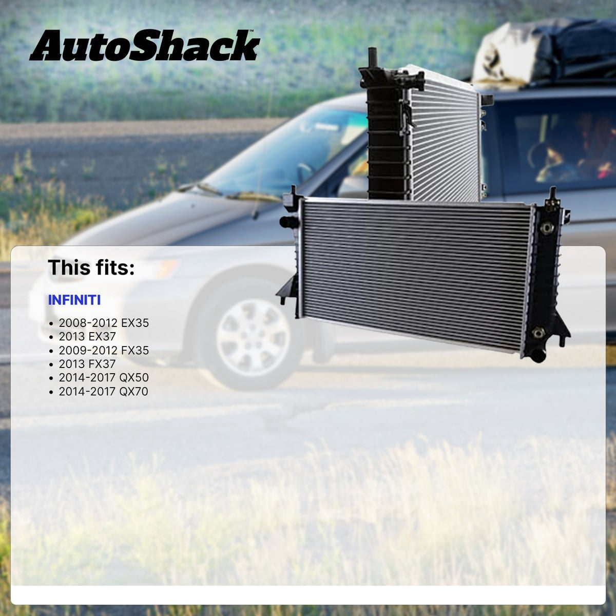 Autoshack Radiator Compatible with INFINITI, QX50 2014-2017 EX35 2008-2012 FX35 2009-2012 QX70 2014-2017 FX37 2013 EX37 2013, V6 3.5L 3.7L V8 5.0L, with Transmission Oil Cooler