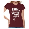 thumbnail image 1 of Awkward Styles Skull with Captain Hat and Pipe Tshirt for Women Sugar Skull Shirt Captain Skull T Shirt Dia de los Muertos Gifts for Her Day of the Dead Shirt for Women Skull Gifts Cool Skull Shirt, 1 of 4