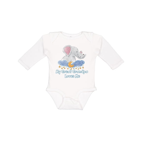 Inktastic My Great Grandpa Loves Me Cute Elephants Clouds Moon Stars Boys or Girls Long Sleeve Baby Bodysuit