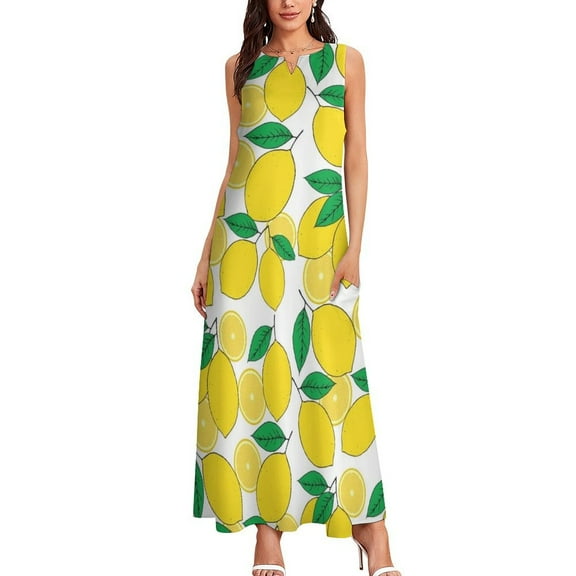 Lemon Print Long Dress summer dresses women Dresses gala