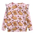 thumbnail image 6 of Yuyamidu Toddler Capybara Sweatshirt for Girls 1T 2T Long Sleeve Ruffle Shoulder Crewneck Sweatshirts Pullover Tops Lightweight Soft Everyday Clothes for Fall Winter, 6 of 8