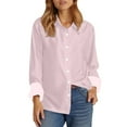 thumbnail image 4 of Holzkary Womens Button Down Shirt Casual Long Sleeve Cotton Blouse Loose Fit Collared Work Gauze Tops Women's Fashion Casual Solid Color Button Long Sleeve Shirts Tops Pink Xl, 4 of 7