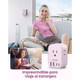 thumbnail image 3 of Adaptador Europeo Plegable LENCENT Rosado con 4 Salidas y 4 Puertos USB (2 USB C) para Alemania, Esp, 3 of 8