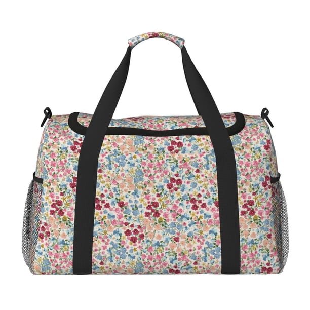 Balery Trendy Floral Design Bolsa de Gimnasio para Mujeres, Bolsa de Viaje con Bolsillo Húmedo, Bolsa de Fin de Semana para Mujeres, Bolsa de Viaje Resistente al Agua