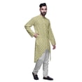 thumbnail image 2 of Atasi Printed Long Sleeve Kurta For Men Button Down Cotton Slub Ethnic Shirt, 2 of 5