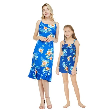 

Matching Mother Daughter Mermaid Ruffle Dress and Romper in Pink White Hibiscus Vine