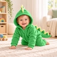 thumbnail image 6 of Baby Girls Long Sleeve Hooded Zip up Jumpsuit Dinosaur Costume Warm Infant Baby Clothes Halloween Cosplay Halloween Costumes Size 0-9 Months, 6 of 9