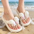 thumbnail image 4 of Rhuody Teen slipper For Girls Summer Sparkly Bow Slides Soft Sole Non slip Open Toe Outdoor Flip Flop Sandals Basic Shoes White 10-10.5 Years, 4 of 7