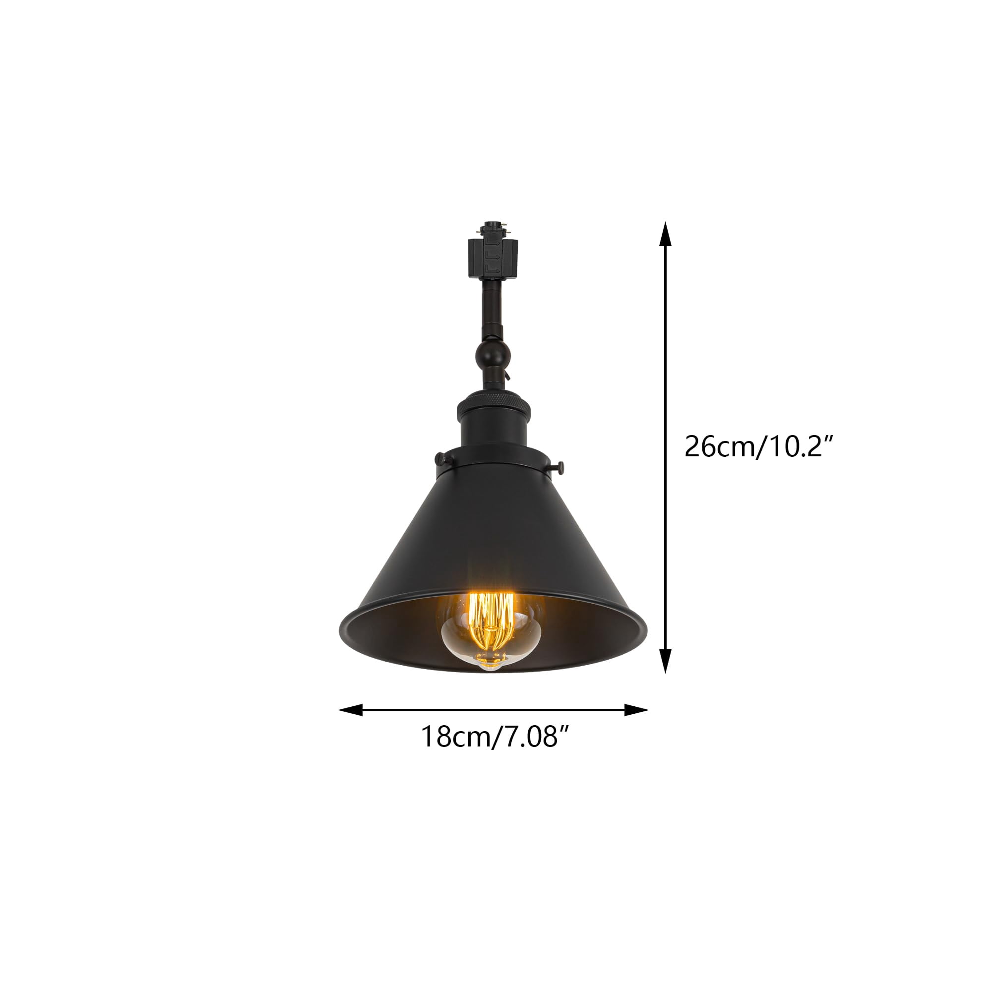 KAYYELAMP Black Track Lamp E26 Base Metal Shade Adjusted Rotated Angle H-Type Track Head Lighting Vintage Design for Wall Painting Kitchen(No Bulb, Track)
