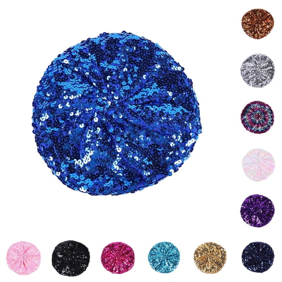 Women's Sequin Beret Colorful Sparkly Hat for Nightclub and Parties