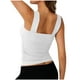 thumbnail image 5 of Blusa de poliéster para mujer, sin mangas, con cuello cuadrado y tirantes finos, de color liso, 5 of 9
