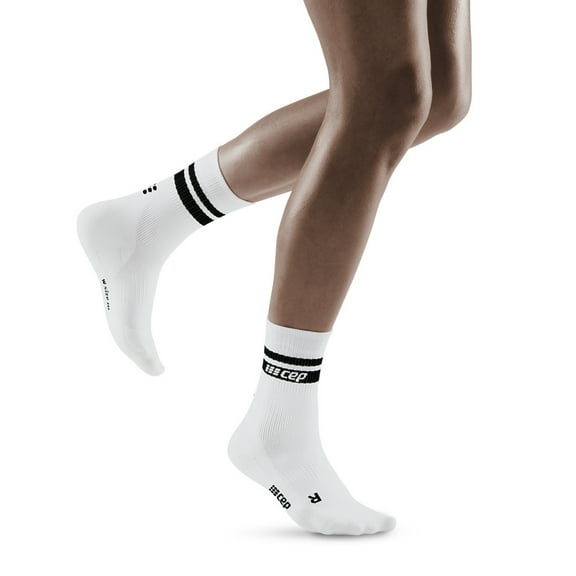 Womens Athletic Crew Cut Compression Socks- CEP Short Socks for Performance 2 White /Black