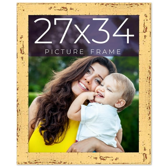 27x34 Frame Yellow Real Wood Picture Frame Width 1.25 inches | Interior Frame Depth 0.5 inches |