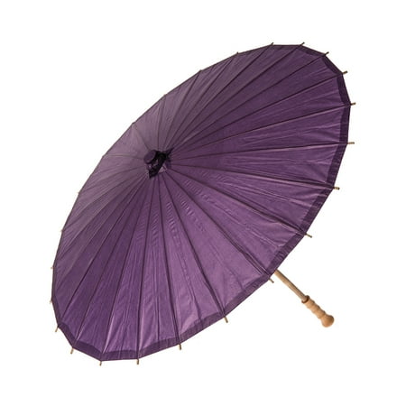Paper Parasol (32-Inch, Aubergine Purple) - Chinese/Japanese Paper Umbrella - For Weddings and Personal Sun