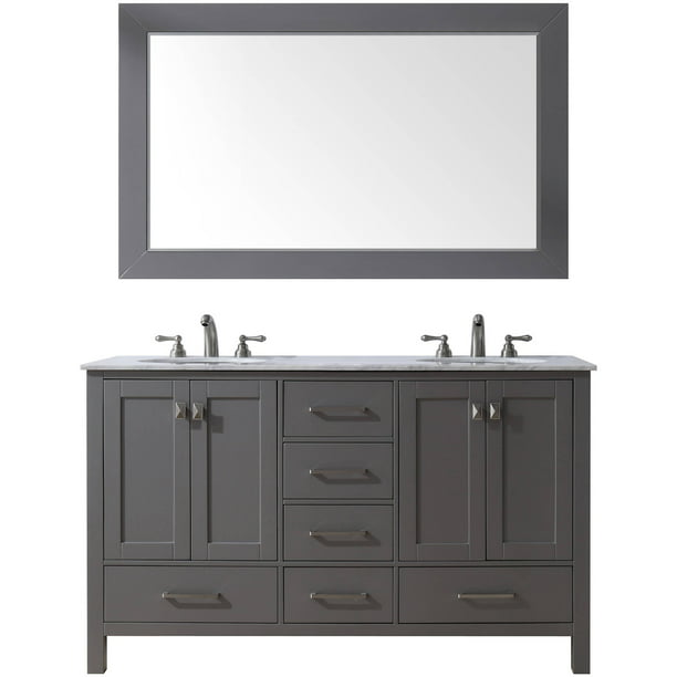 Stufurhome 60 Inch Malibu Grey Double, Mirror For 60 Inch Vanity