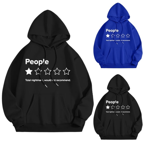 Men's people Hoodies Long Sleeve Pullover Crewneck Sweatshirts For Mens Black L