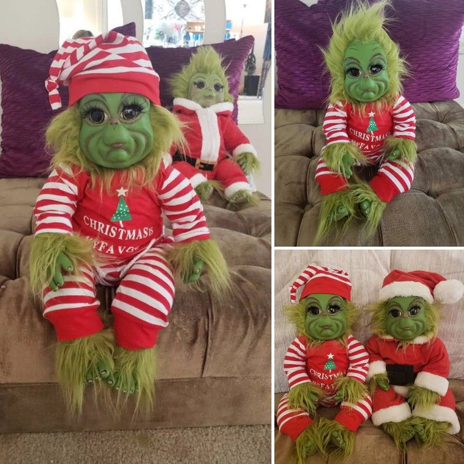 7.8Inch Soft Grinch Baby Doll with Santa Costume Lifelike Stuffed Plush Toy for Kids Christmas Home Decor Gift Walmart