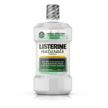 Listerine Naturals Antiseptic Mouthwash, Fluoride-Free, Mint, 1 L