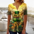 thumbnail image 2 of ShiShine St Patricks Day Shirt Women Short Sleeve Tops Casual Button V Neck Cute Printed Tunic Blouses Outfits, 2 of 5