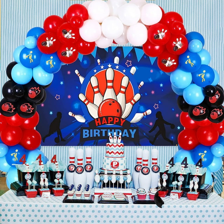 Bowling Birthday Party Decorations for Kids, Red and Blue Bowling Balloons  Garland Arch Kit with Unique Design Bowling Birthday Backdrop for Boys  Bowling Themed Birthday Party Supplies 