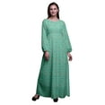 thumbnail image 1 of Bimba Moss Georgette Roses & Ranunculus Floral Printed Womens Long Sleeve MaxiDressElastic Waist Gown-Large, 1 of 5
