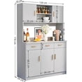 thumbnail image 3 of Zocalo Alacena de Cocina Grande con Cajones y Puertas, Gabinete de Almacenamiento Multifuncional de Madera 120 x 34 x 170 cm, Organizador para Despensa, Comedor y Cocina, Gris, 3 of 9