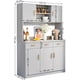 thumbnail image 3 of Zocalo Alacena de Cocina Grande con Cajones y Puertas, Gabinete de Almacenamiento Multifuncional de Madera 120 x 34 x 170 cm, Organizador para Despensa, Comedor y Cocina, Gris, 3 of 9