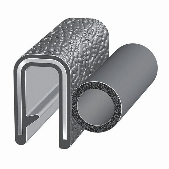 Trim-Lok Trim Seal, 25 ft L,Black, PVC, 5/16 in W 7100B3X1/8A-25