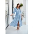 thumbnail image 2 of NAYAOTO Women's Maxi Shirt Dress - 2026 Long Sleeve Button Casual Fall A-line Work Tiered Dresses with Belt and Pockets, 2 of 8