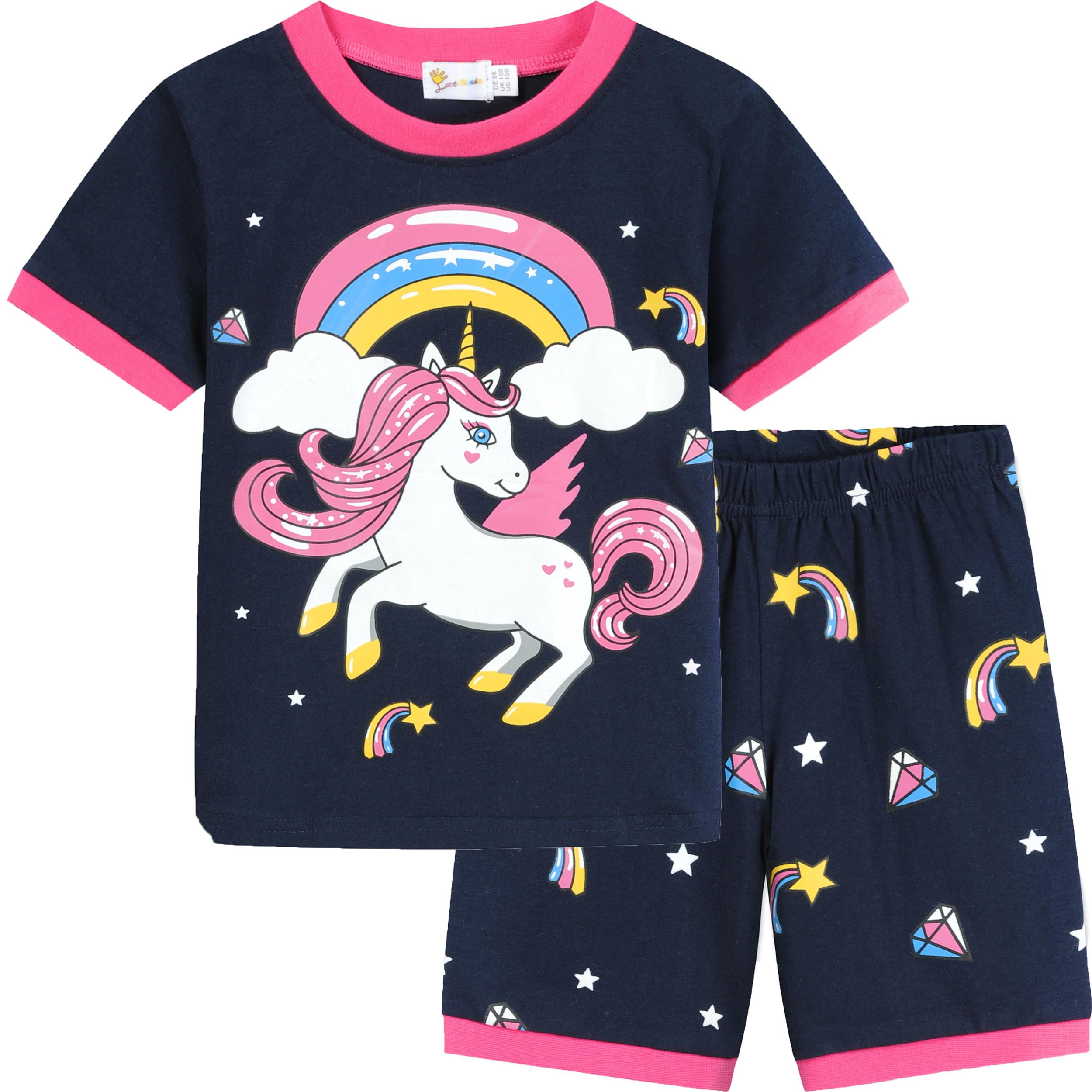Little Hand Toddler Girls Unicorn Pajamas Shorts Set Summer Pjs 4t