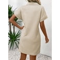 thumbnail image 3 of Vestido Acelit Primavera-Verano con cuello de solapa para mujer, beige, XS, 3 of 4