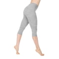 thumbnail image 5 of Womens Capri Leggings Workout Capri Pants Petite Summer Stretch Tummy Control Leggings Pull On Plus Size Athletic Gym Yoga Pants Trendy Light Gray S, 5 of 8