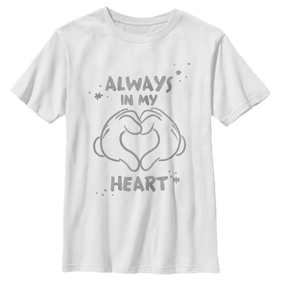 Boy's Mickey & Friends Always in My Heart  Graphic Tee White Small