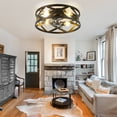 thumbnail image 4 of Bella Depot 20" Industrial Black Flush Mount Ceiling Fan with Light and Remote 6-Speed Reversible DC Motor, 4 of 14