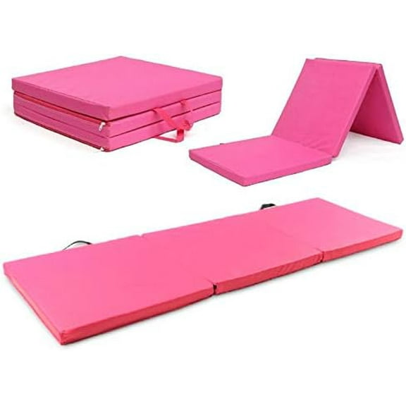 Gymnastics Mat 2" Thick Tri-Fold Folding Exercise Tumble Mat with Carrying Handles for Gymnastics, Yoga, Aerobics, Mixed Martial Arts, Home Gym Exercise Workout Mat
