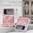 thumbnail image 2 of Allytech Slim Case for Samsung Galaxy Z Flip4, Embossed Butterfly PU Leather Clear PC Bumper Protective Case,Pink, 2 of 5