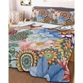 thumbnail image 2 of Quilts Twin Size, Boho Floral Soft Comforter Bedding Set for Bed, Spring Vintage Abstract Art Flowers Lightweight Quilted Bedspread with Pillow Cover(2 Pieces) for All Season, 68x86 Inch, 2 of 6