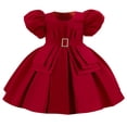 thumbnail image 2 of Girls Wedding Tulle Lace Dress Princess Birthday Pageant Party Christmas Formal Evening Dance Ball Gown Red 18-24 Months, 2 of 6